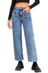 Patch Pocket Straight Leg Loose Fit Jeans